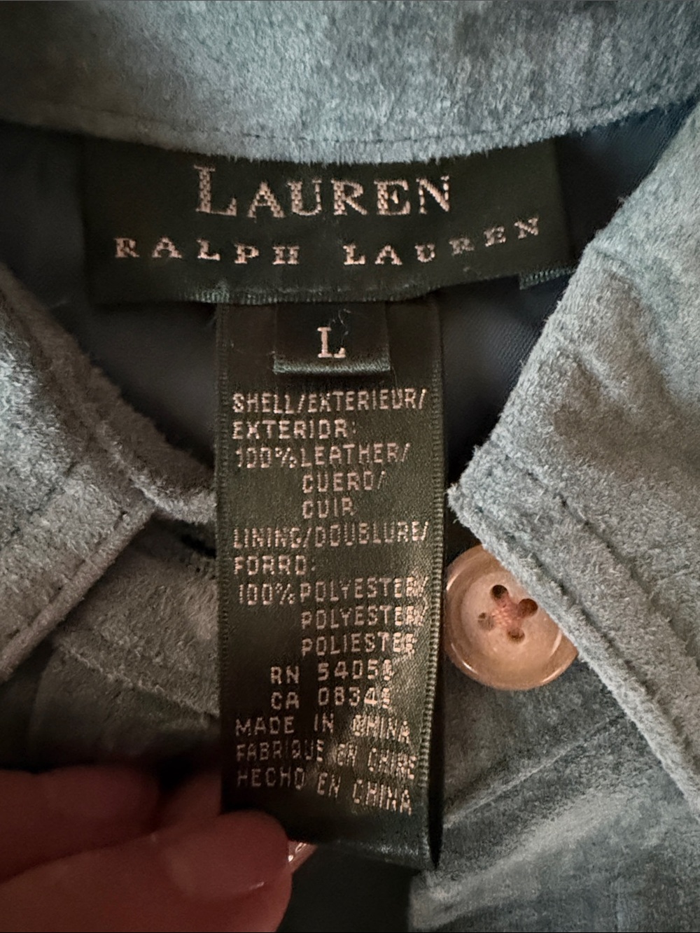 Lauren Ralph Lauren Teal Suede Western-Style Button Shirt Jacket - Picture 2 of 11